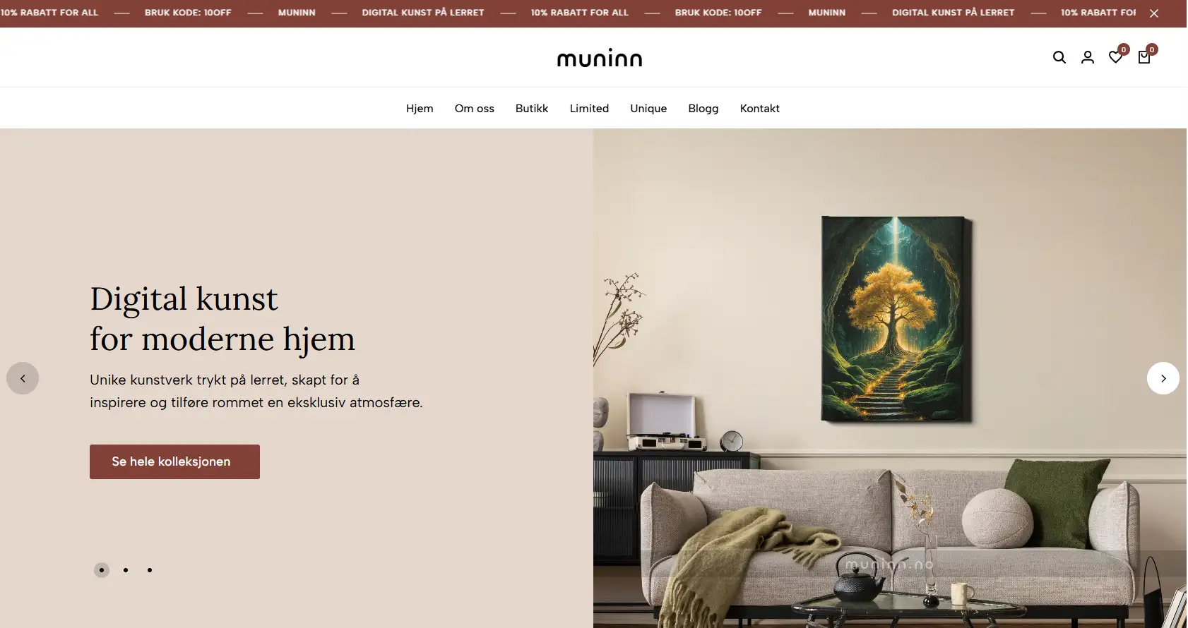 Abstrakt digital kunst trykt på lerret – Unik veggdekor fra Muninn.no