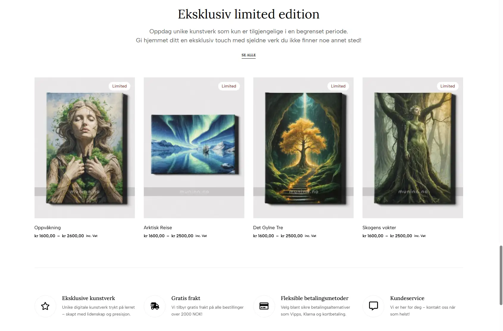 Det Gylne Tre – Symbolsk kunstverk med et gyllent tre i en magisk skog, trykt på lerret
